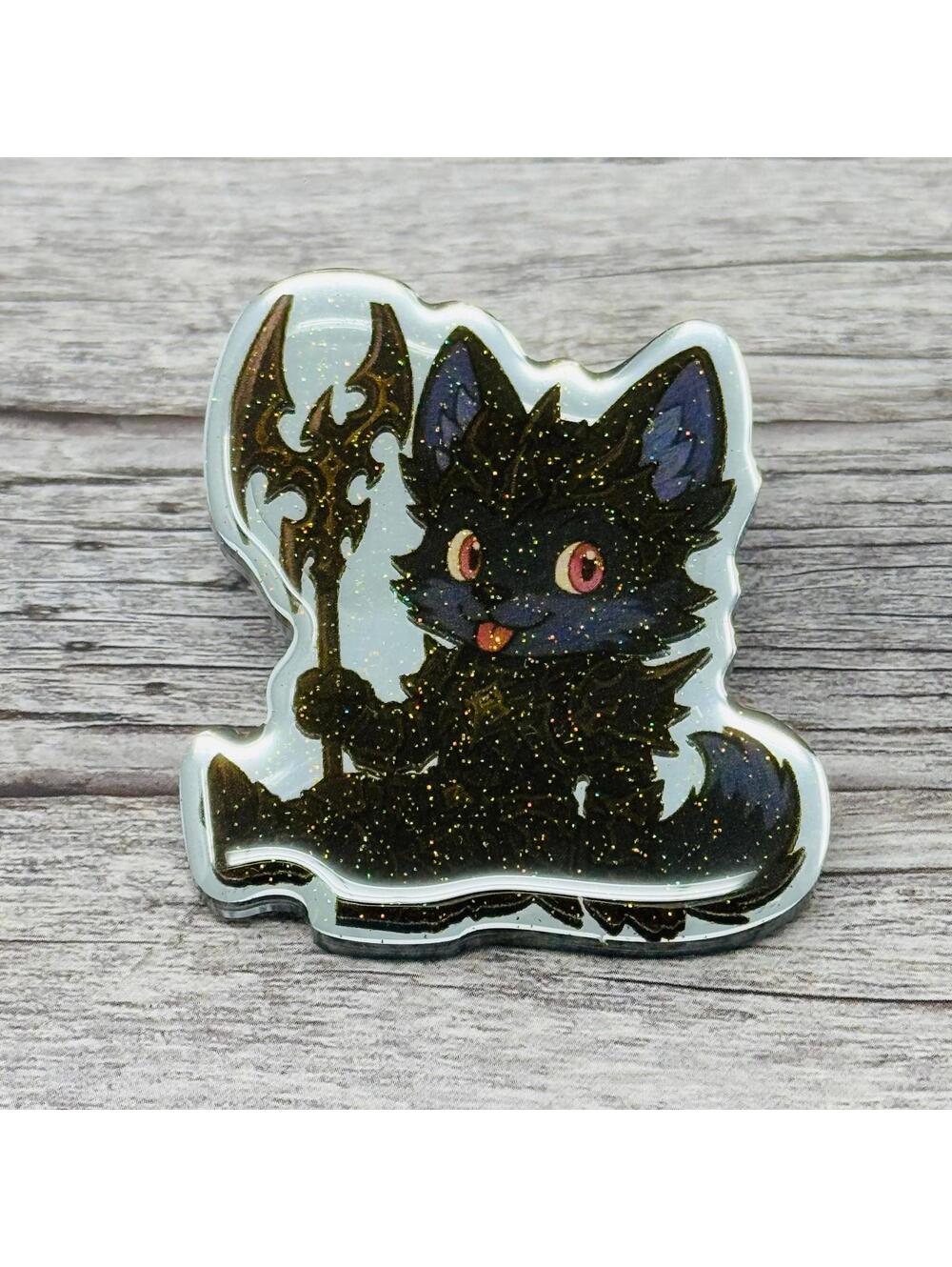 Dark Fox Armored Dragoon Sparkling Glitter Mirror Acrylic Pin New